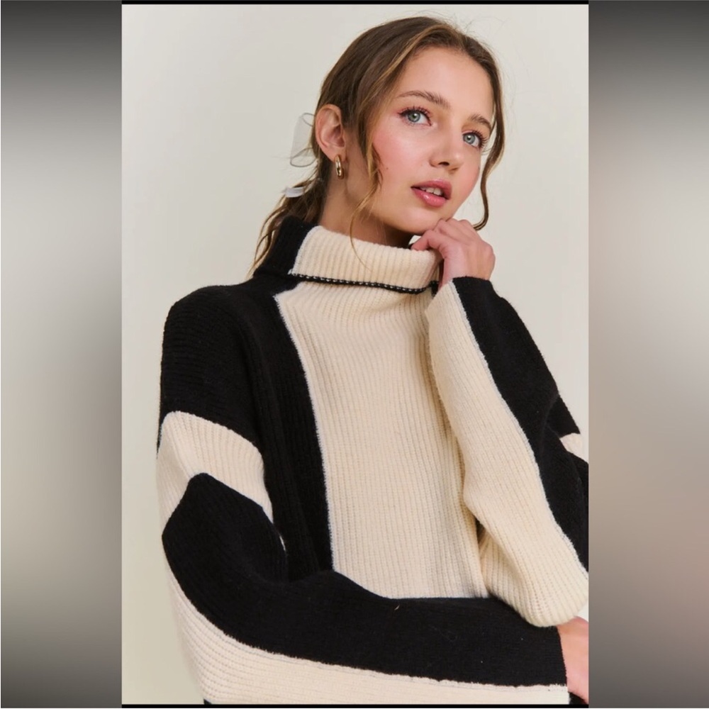 Boutique NWOT Color block knit sweater.  Size Small - Picture 3 of 3